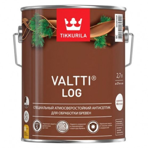 Атмосферостойкий антисептик для бревен Tikkurila Valtti Log цвет рябина 2,7 л