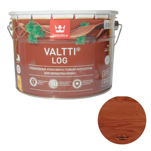 Атмосферостойкий антисептик для бревен Tikkurila Valtti Log цвет рябина 9 л