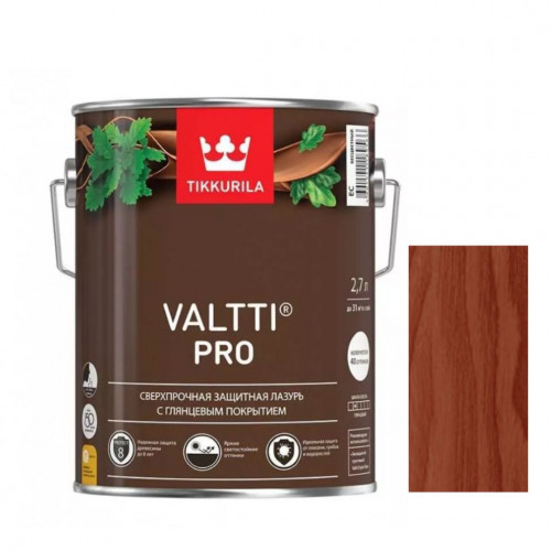 Сверхпрочная защитная лазурь высокоглянцевая Tikkurila Valtti Pro цвет красное дерево 2,7 л