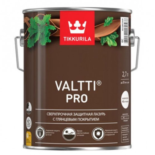 Сверхпрочная защитная лазурь высокоглянцевая Tikkurila Valtti Pro цвет красное дерево 2,7 л