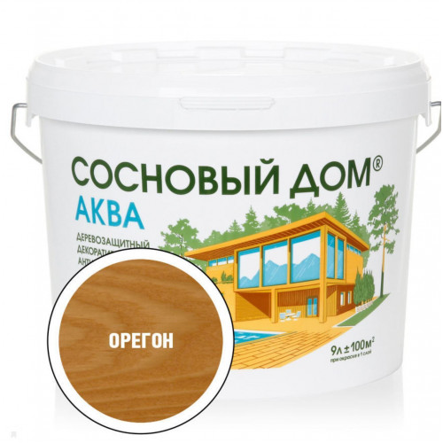 Сосновый дом АКВА Декоративный деревозащитный антисептик орегон 9 л