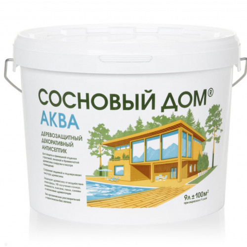 Сосновый дом АКВА Декоративный деревозащитный антисептик орегон 9 л