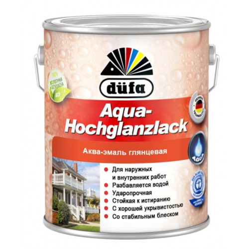 Эмаль для дерева и металла акриловая Dufa Aqua-Hochglanzlack глянцевая База 1 2 кг