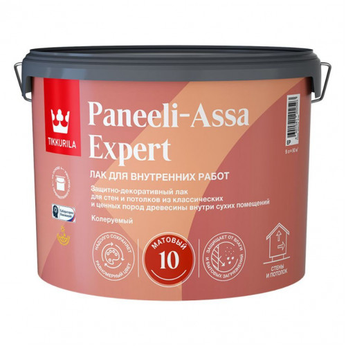 Лак для стен и потолков акриловый Tikkurila Paneeli-Assa Expert матовый 9 л