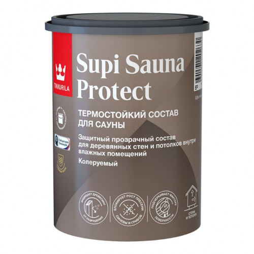 Состав защитный термостойкий для бань и саун Tikkurila Supi Sauna Protect полуматовый 0,9 л