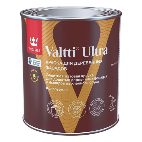 Краска для деревянных фасадов Tikkurila Valtti Ultra матовая база A 0,9 л