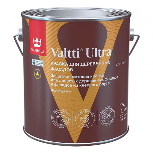 Краска для деревянных фасадов Tikkurila Valtti Ultra матовая база A 2,7 л