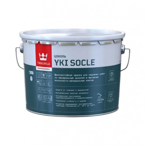 Щелочестойкая краска для цоколя и фасада Tikkurila Yki Socle матовая база C 9 л