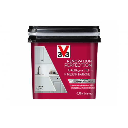 Краска для стен и мебели на кухне V33 Renovation Perfection цвет туман 750 мл