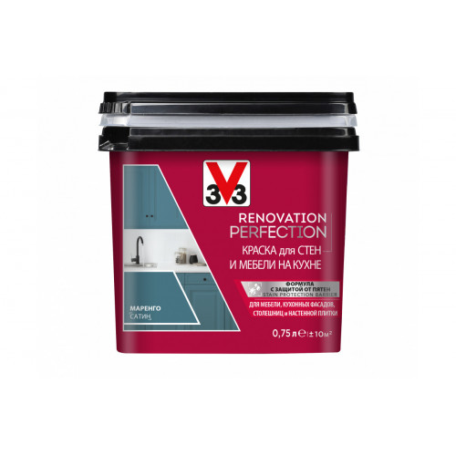 Краска для стен и мебели на кухне V33 Renovation Perfection цвет маренго 750 мл