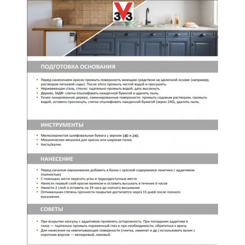Краска для стен и мебели на кухне V33 Renovation Perfection цвет маренго 750 мл