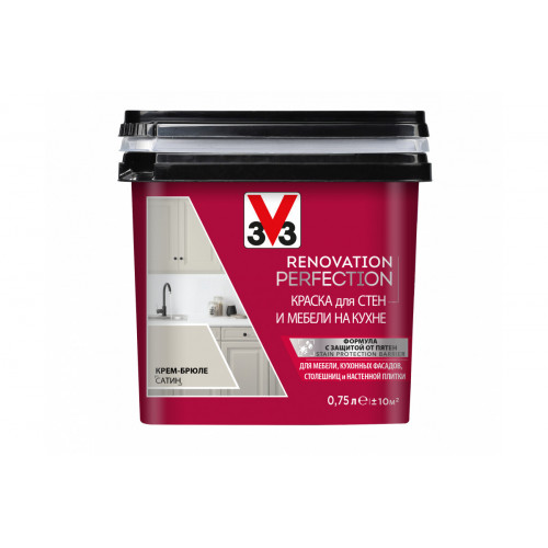 Краска для стен и мебели на кухне V33 Renovation Perfection цвет крем-брюле 750 мл