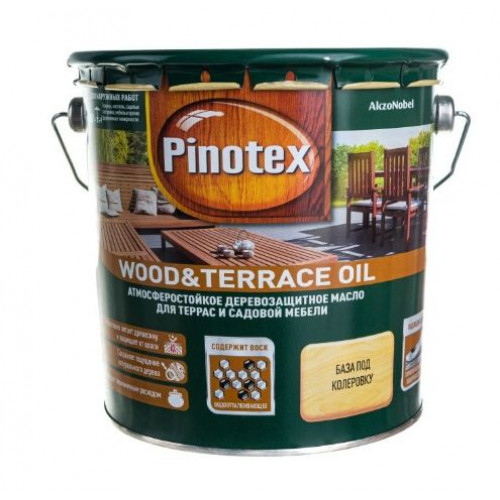 Масло для защиты древесины атмосферостойкое Pinotex Wood&Terrace Oil бесцветное 3 л