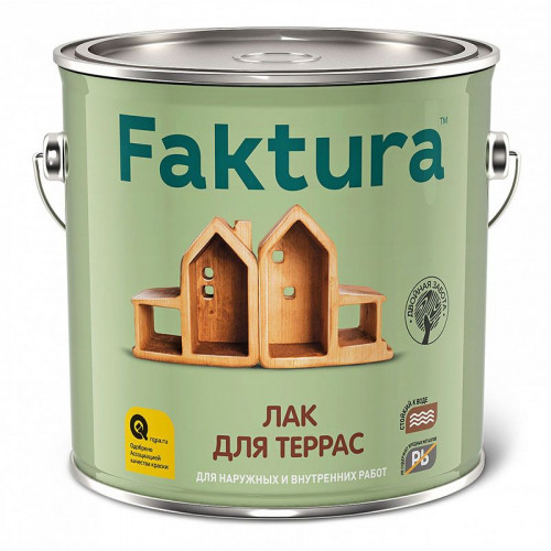 Faktura лак для террас водостойкий алкидно-уретановый с УФ-фильтром, глянец 2,7 л