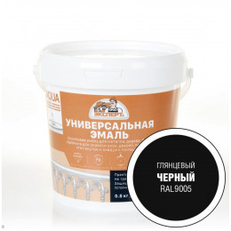 Эксперт Эмаль Универсальная акриловая глянцевая Черный RAL 9005 0,8 кг