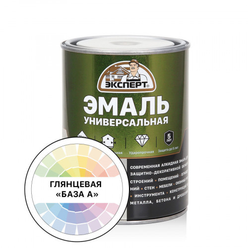 Эксперт Эмаль Универсальная алкидная База А 0,8 кг