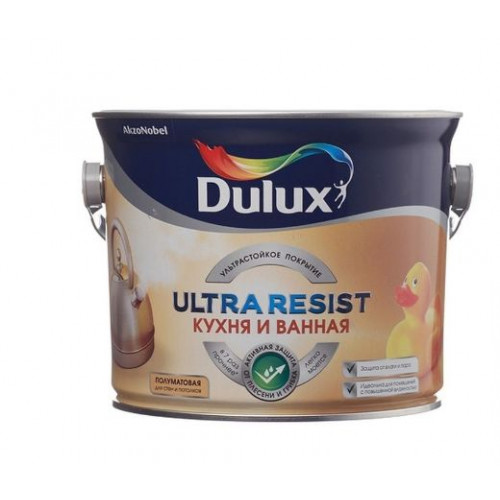 Краска для кухни и ванной латексная Dulux Ultra Resist полуматовая База BC 2,25 л