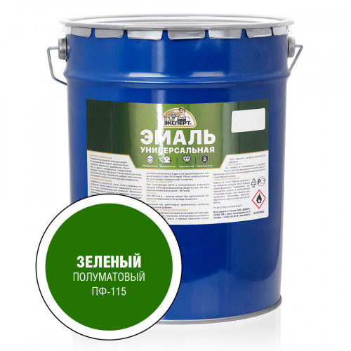 Эксперт Эмаль Универсальная алкидная полуматовая Зеленая 25 кг