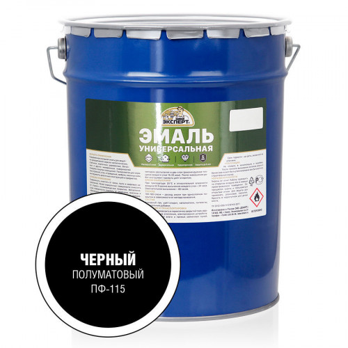 Эксперт Эмаль Универсальная алкидная полуматовая Черная 25 кг
