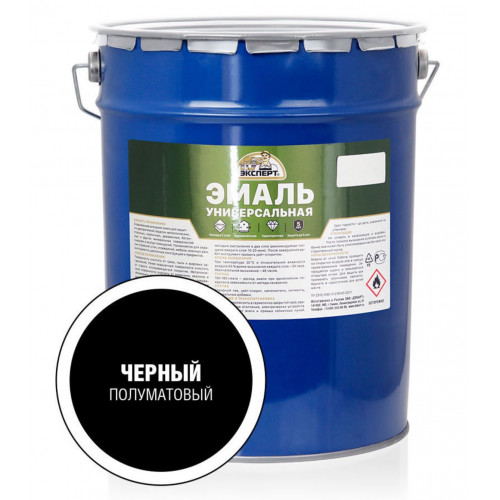 Эксперт Эмаль Универсальная алкидная полуматовая Черная 25 кг