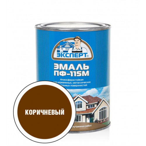 Эксперт Эмаль ПФ-115М глянц коричневая 0,8 кг