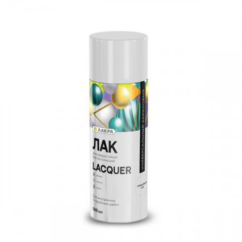 Лак аэрозольный универсальный Глянцевый Лакра Lacquer 190