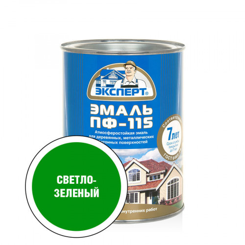 Эксперт Эмаль ПФ-115М глянц св-зеленая 0,8 кг