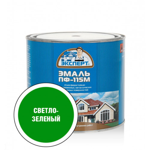 Эксперт Эмаль ПФ-115М глянц св-зеленая 1,8 кг