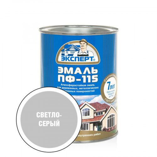Эксперт Эмаль ПФ-115М глянц св-серая 0,8 кг