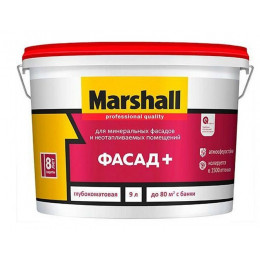 Краска фасадная акриловая водно-дисперсионная Marshall Фасад+ глубокоматовая база BC 9 л