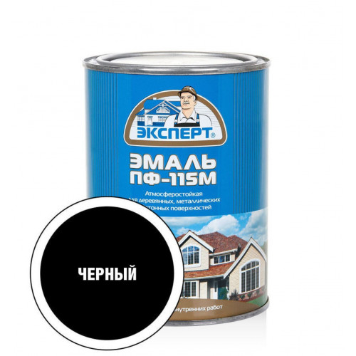 Эксперт Эмаль ПФ-115М глянц черная 0,8 кг