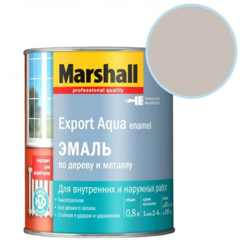 Эмаль для дерева и металла водная Marshall Export Aqua полуматовая светло-серая 0,8 л