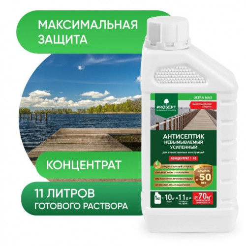 Антисептик усиленный невымываемый для тяжелых условий Prosept Ultra Max концентрат 1:10 1 кг