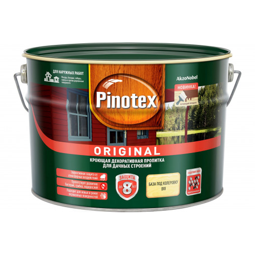 Пропитка декоративная для защиты древесины Pinotex Original база BW 9 л