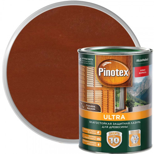 Пропитка декоративная для защиты древесины Pinotex Ultra AWB полуглянцевая красное дерево 1 л
