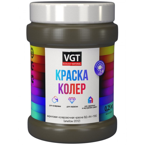 Краска колеровочная для водно-дисперсионных красок VGT цвет табачно-зеленый 0,25 кг