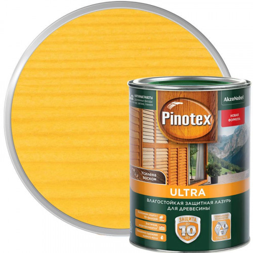 Пропитка декоративная для защиты древесины Pinotex Ultra AWB полуглянцевая сосна 1 л