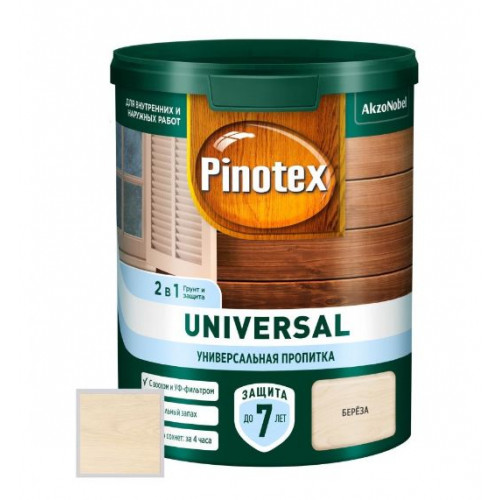 Пропитка защитная для дерева Pinotex Universal 2 в 1 берёза 0,9 л