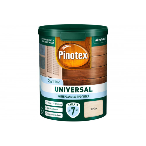 Пропитка защитная для дерева Pinotex Universal 2 в 1 берёза 0,9 л