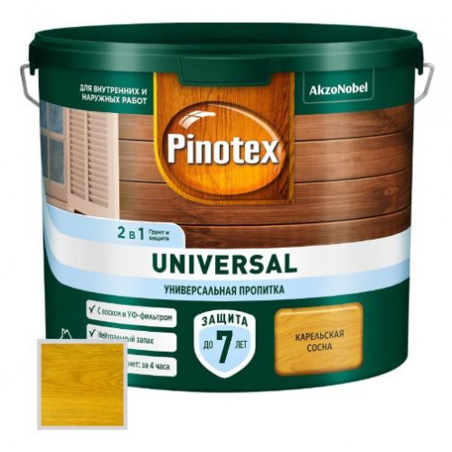 Пропитка защитная для дерева Pinotex Universal 2 в 1 карельская сосна 2,5 л