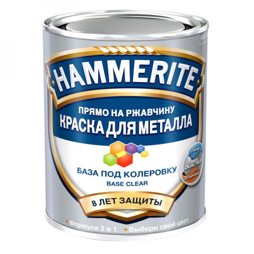 Краска для металлических поверхностей алкидная Hammerite гладкая база бесцветная 0,65 л