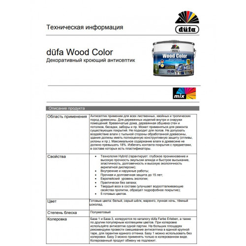 Кроющий антисептик Dufa Wood Color лунная ночь 2,5 л