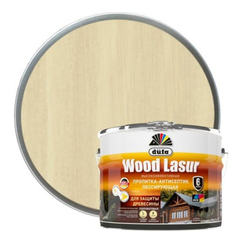Пропитка лессирующая для защиты древесины Dufa Wood Lazur бесцветная 9 л