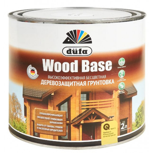 Грунт для защиты древесины Dufa Wood Base с биоцидом бесцветная 2 л