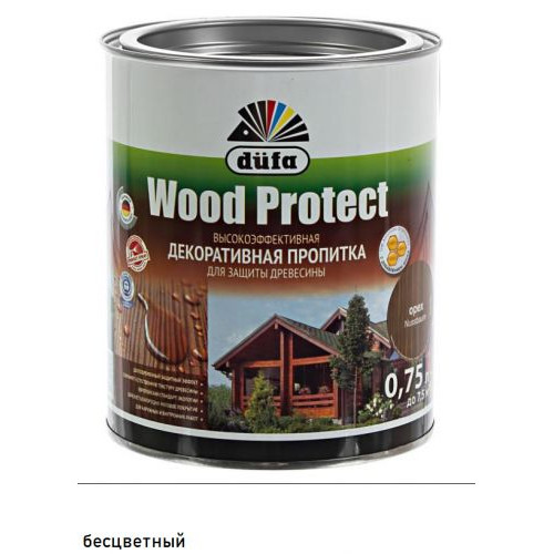 Пропитка декоративная для защиты древесины Dufa Wood Protect бесцветная 0,75 л