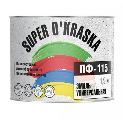 Эмаль ПФ-115 super okraska Черный 1,9 кг