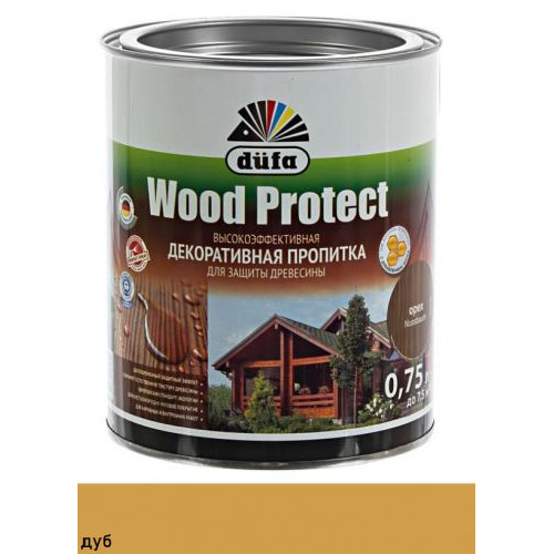 Пропитка декоративная для защиты древесины Dufa Wood Protect дуб 0,75 л