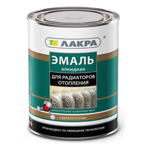 Эмаль алкидная для радиаторов полуматовая Лакра цвет белый 0,9 кг