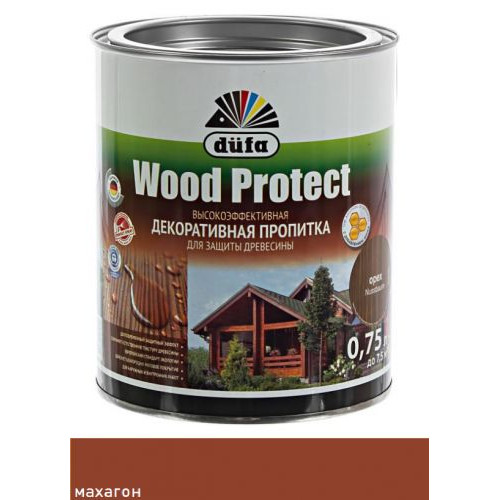 Пропитка декоративная для защиты древесины Dufa Wood Protect махагон 0,75 л