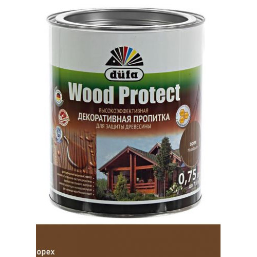 Пропитка декоративная для защиты древесины Dufa Wood Protect орех 0,75 л